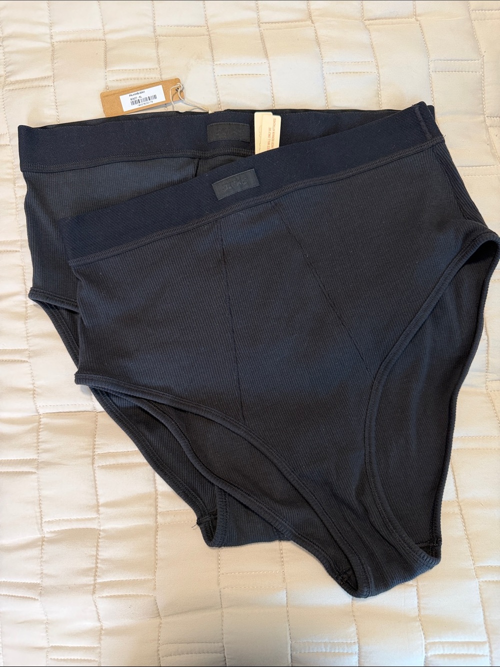 SKIMS High Waist Ribbed Briefs XL - Black (2 Pack)